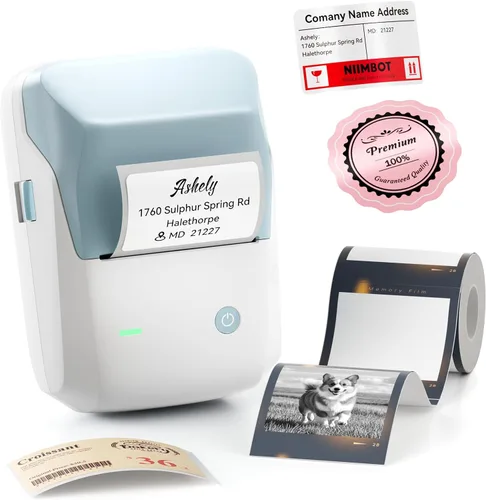 Vista 9 de NIIMBOT B1 Pro Label Maker with 1 Roll Label, 300 DPI HD Bluetooth Thermal Label Printer for Home Office Small Business Organization, for DIY