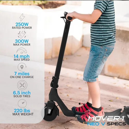 Vista 2 de Hover-1 Neo Family Foldable Electric Scooter with 300W/250W/200W Rated Brushless Motor, 16/14/12 mph Max Speed, 8.5"/6.5” Wheels, 10/7 Mile Range
