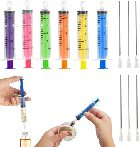 Vista 9 de Paquete de 4 unidades - Kit de decantador de extracto de jeringa de perfume de plástico de 5ml con punta de aguja de acero romo, adecuado