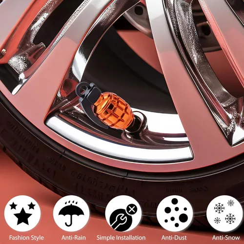 Vista 93 de 4 tapas de válvula de neumático, cubiertas universales de válvula de neumático de aleación de aluminio para automóviles, camiones, SUV, Negro