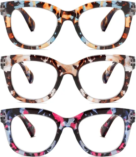 Vista 14 de 3 Pack Oversize Square Design Reading Glasses for Women, Blue Light Blocking Computer Reader