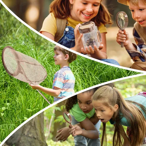 Vista 7 de Kit de Exploración Infantil de ROBOTIME, Kit de Captura de Insectos al Aire Libre para Niños con Lupa y Red de Mariposas, Divertido Kit de Captura