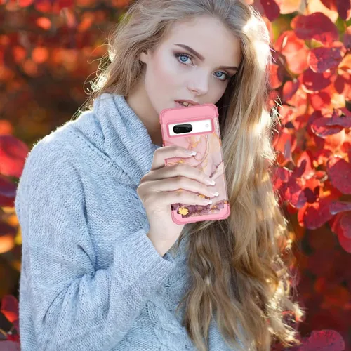 Vista 7 de Funda para Pixel 7, funda para Google Pixel 7, funda protectora de silicona rígida de policarbonato duro 3 en 1, resistente a prueba de golpes