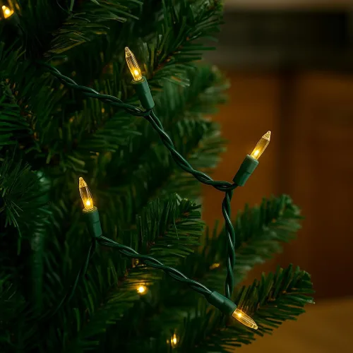 Vista 4 de Novelty Lights Cadena de luces mini transparentes de 13.5 pies con 35 bombillas en cable verde, luces incandescentes de hadas no conectables