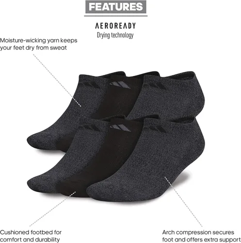 Vista 2 de adidas Men's Athletic Cushioned No Show Socks (6-Pair)