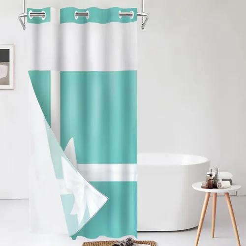 Vista 508 de Shrahala Father and Child Embracing No Hooks Shower Curtain with Snap in Liner Set, Tender Moment Captured Bathroom Décor Polyester Fiber Waterproof