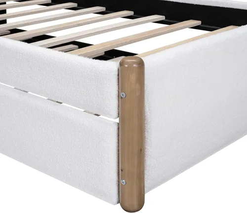 Vista 59 de SOFTSEA Cama de plataforma tapizada tamaño Queen con cajón de almacenamiento, marco de cama tapizado con cabecera con respaldo de alas, soporte