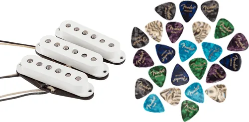 Vista 6 de Fender Paquete de pastillas Stratocaster silenciosas Gen 4 con cable de instrumento