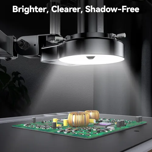 Vista 9 de Microscopio digital de enfoque automático 4K, microscopio de soldadura HDMI de 10 pulgadas con estación de manos de ayuda y brazo flexible