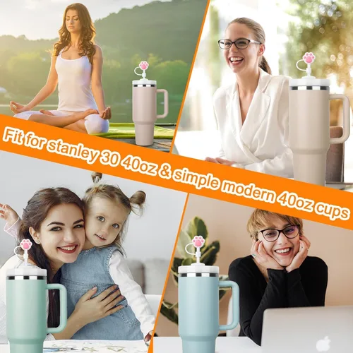 Vista 6 de Haundry Stanley Cup - Juego de 6 fundas de popote para vaso Stanley, compatibles con vaso Stanley de 40 onzas, puntas de popote de silicona