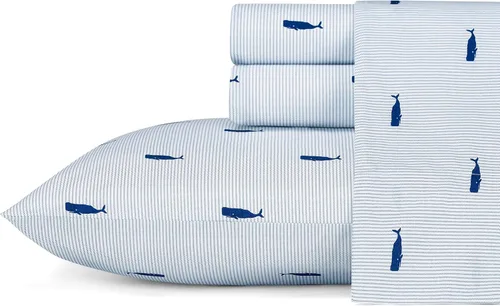 Vista 27 de Nautica - Juego de sábanas tamaño twin, sábanas refrescantes nítidas y confeccionadas con una sensación suave y ligera de percal de algodón