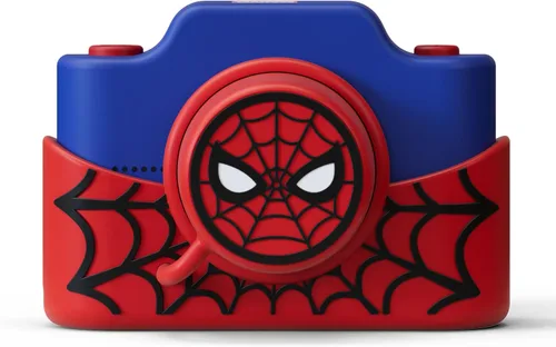 Cámara digital y videocámara para niños Spider-Man con pantalla táctil de 3", carcasa de silicona suave, tapa de lente desmontable, tarjeta de