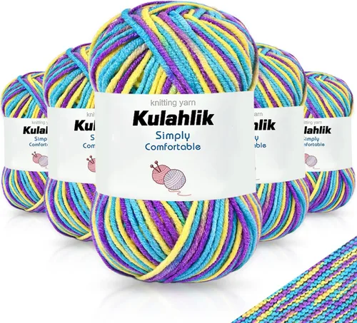 Vista 96 de Hilo acrílico de 1.76 oz (1 x 1.76 oz) para tejer y tejer, hilo de hilo degradado colorido, 1 rollo de madejas, hilo acrílico multicolor, perfecto