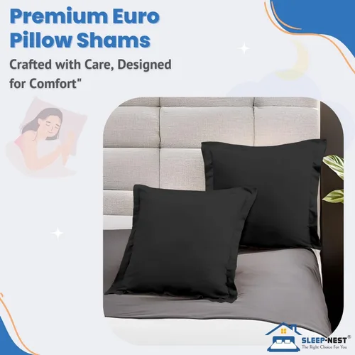 Vista 6 de Juego de 2 fundas de almohada de 600 hilos, suaves, 100% algodón egipcio, cuadrado europeo de 26 x 26 pulgadas, decorativas, fundas de almohada Negro