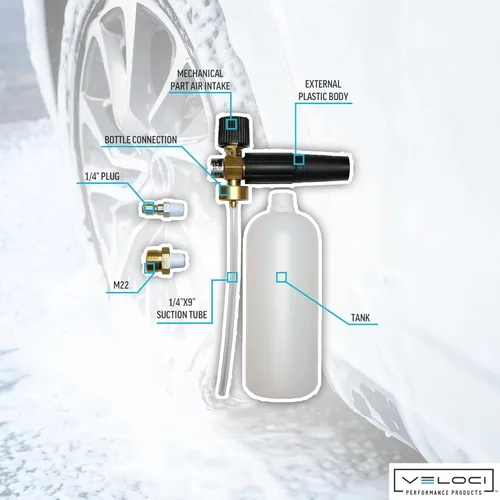 Vista 4 de MTM Hydro, lanza de espuma profesional original ajustable de 32 onzas Botella