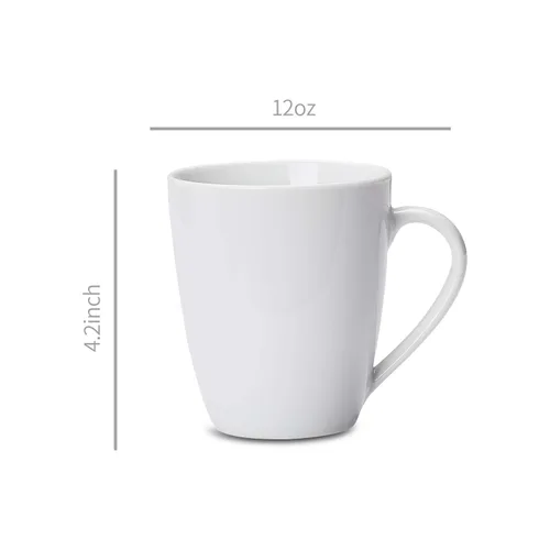 Vista 4 de Amazon Basics Porcelana, juego de tazas de café de 12 onzas, 12 unidades, color blanco
