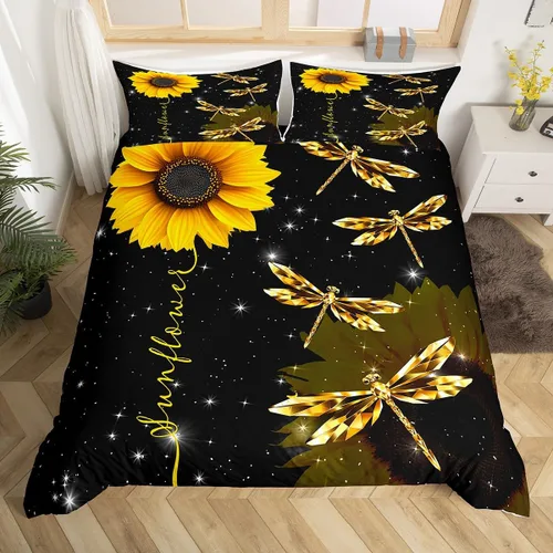 Vista 13 de Erosebridal Regalos de libélula para mujeres, funda de edredón de diente de león, mariposa y libélulas, juego de ropa de cama para mujeres y niñas