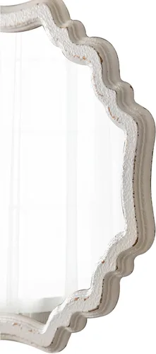 Vista 6 de Espejos redondos rústicos festoneados blancos para decoración de pared de sala de estar de 15.7 pulgadas, espejo de tocador circular de madera