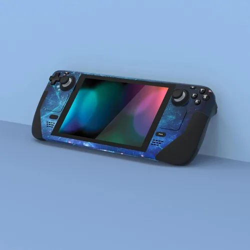 Vista 2 de Conjunto completo de piel PlayVital para LCD de Steam Deck, calcomanías adhesivas para Steam Deck OLED - Nebulosa Azul