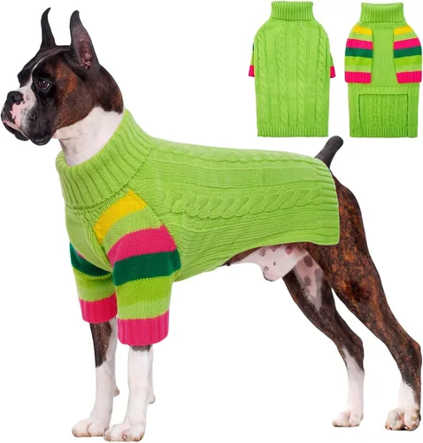 Vista 30 de Suéter frío para perro, suéteres de invierno para perros medianos, hembras machos, suéter de cuello alto cálido para perros, suéter de manga larga