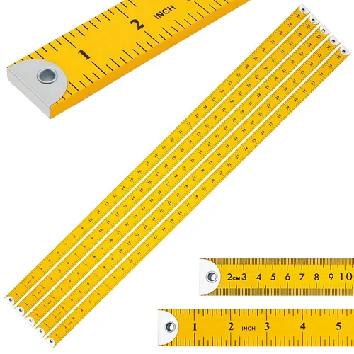 Vista 12 de Hoteam 5 piezas de yarda de madera resistente de 36 pulgadas con palo de medición de madera natural con orificio para colgar, puntas metálicas
