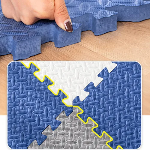 Vista 5 de Tapete de ejercicio de rompecabezas de EVA extra grande, reversible, plegable, de espuma, tapete de juego suave