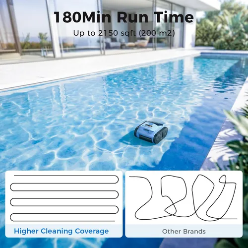 Vista 5 de Limpiador robótico inalámbrico para piscinas, aspiradora robótica automática para piscinas enterradas, limpieza de robot de piscina de spa de hasta