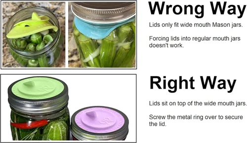 Vista 7 de 7pack Maintenance airlock waterless fermentation lids for wide mouth mason jars. Make Sauerkraut, Kimchi, Pickles, any fermented vegetable probiotic