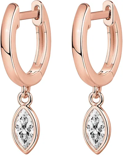 Vista 3 de PAVOI 14K Gold Plated S925 Sterling Silver Post Lightweight DropDangle Huggie Earrings for Women Bezel Set Solitaire CZ Dainty Earrings