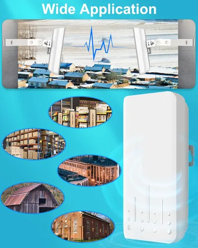 Vista 4 de Puente inalámbrico punto a punto al aire libre, 5.8 GHz 100 Mkbps CPE Extensor de red WiFi para exteriores, punto de acceso de largo alcance