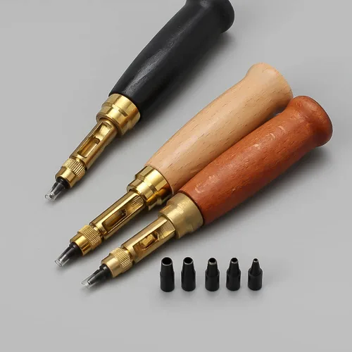 Vista 5 de Perforadora de tornillo ajustable, herramienta de perforación de agujero de cuero, perforadora de papel, perforadora para manualidades, juego