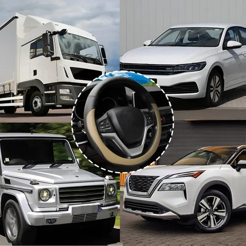 Vista 3 de Funda para volante de automóvil, 14.5-15 pulgadas, protector de cuero antideslizante para volante de vehículo, suave y transpirable, accesorios