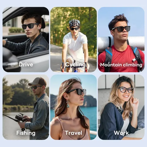 Vista 16 de Lentes inteligentes con Bluetooth, 2 en 1 magnéticos, bloqueo de luz azul y UV400, gafas Bluetooth para hombres/mujeres con asistente de voz, gafas