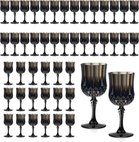 Vista 27 de XUWAIDSGN 16 Piezas Copas de Vino Vintage de Plástico de 7oz Vasos para Beber Irrompibles Cristalería para Bodas Copas de Agua de Cristal