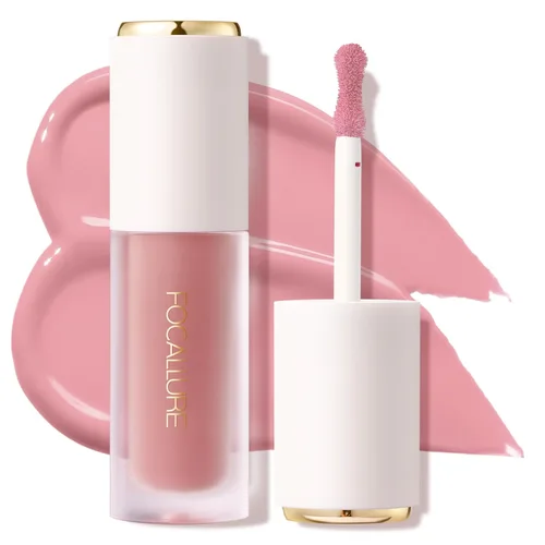 FOCALLURE Rubor líquido en crema sedoso, deja un aspecto de maquillaje mate y rocío, fácil de aplicar y crear un rubor natural, maquillaje facial de