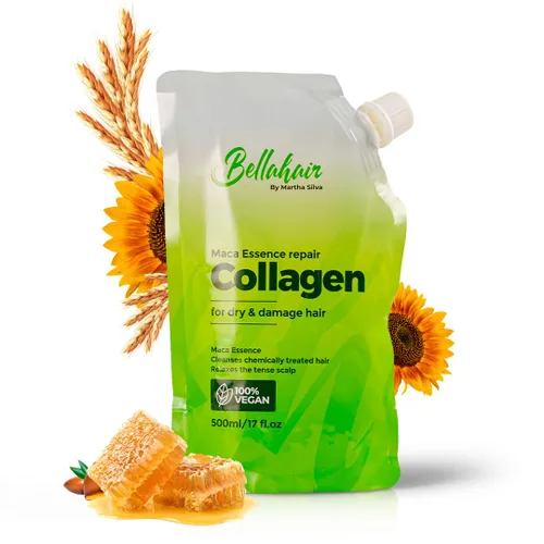 Bellahair Mascarilla capilar hidratante de colágeno para cabello seco dañado y crecimiento – Queratina hidrolizada, proteínas, manteca de karité,