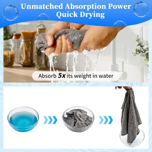 Vista 4 de FIXSMITH Paño de Limpieza de Microfibra - Paquete de 48, Toallas de Limpieza Multifuncionales, Tamaño: 12 x 16 pulgadas, Trapos de Limpieza