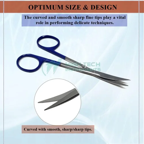 Vista 5 de Tijeras Premium Iris Tijeras de Microdisección Curvas de 4.5" con Cuchillas Finas y Afiladas Hechas de Acero Inoxidable Herramientas Médicas