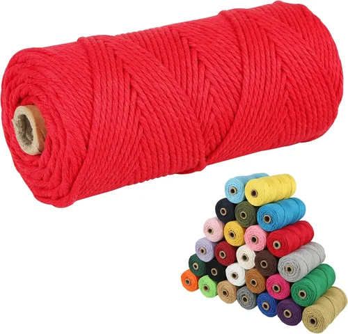 Vista 76 de Cordón de algodón para macramé, hilo torcido de 4 capas, cuerda de algodón natural, suministros perfectos de macramé, para hacer soportes colgantes