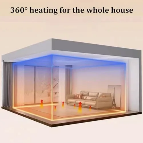 Vista 4 de Graphene Heated Carpet, Electric Area Rug with Adjustable Temperature Timer, 100x150cm Heated Floor Mat for Home/Office, Energy-Efficient Heating