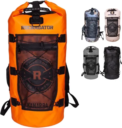 Vista 9 de Mochila impermeable Kanarra de 90L de Rockagator para acampada, senderismo, caza - Gran capacidad, cierre enrollable, Desert Tan, 90 L, Mochila