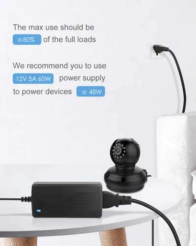 Vista 9 de Paquete de 3, fuente de alimentación ALITOVE 12V 5A 12 voltios CC 60W adaptador de corriente 100 ~ 240 V CA a CC 12 V convertidor 5 amperios 4A 3A