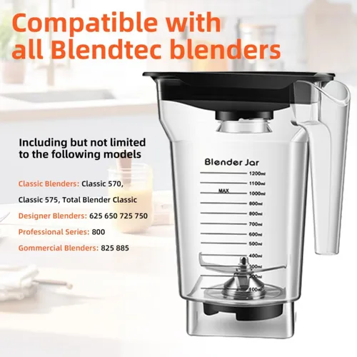 Vista 2 de 75 oz Replacement Jar Compatible with Blendtec Blender, Container Pitcher Fits All Consumer and Commercial Models, Includes Blade and Lid