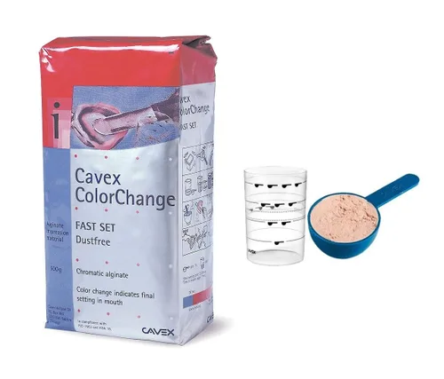 Cavex ColorChange - Alginato dental de 17.64 oz con cuchara y taza medidora