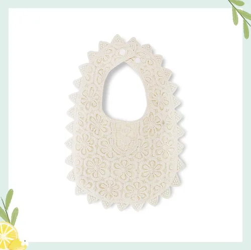 Vista 6 de GZMM Babero de bebé para niñas, babero de encaje suave para bebés de 0 a 12 meses, paquete de 2