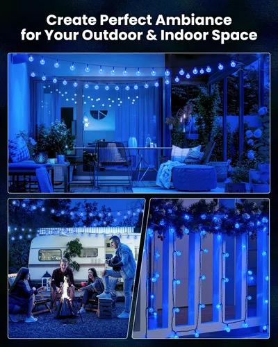 Vista 7 de Brightown Luces de Cadena Solares para Exteriores 60 LED 35.6 Pies Impermeables Luces de Patio con Energía Solar con 8 Modos de Iluminación