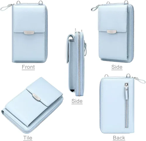 Vista 6 de Kukoo Bolsa cruzada para mujer, tamaño pequeño para teléfono celular, con ranuras para tarjetas de crédito