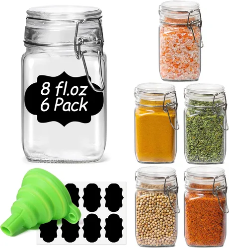 Vista 12 de ComSaf Tarros herméticos de vidrio con tapas de 0.6 galones, juego de 3, recipiente de almacenamiento de alimentos cuadrado con sello