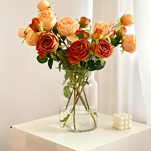 Vista 11 de BLOFLO - Jarrón de vidrio transparente, florero grande de vidrio de 7 pulgadas para flores, jarrones modernos de vidrio grueso para centros de mesa