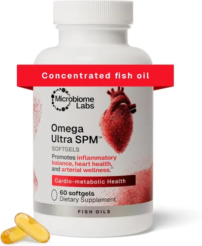 Microbiome Labs Omega Ultra SPM - Suplementos de aceite de pescado EPA DHA Omega 3 específico para intestino con DPA para la salud intestinal